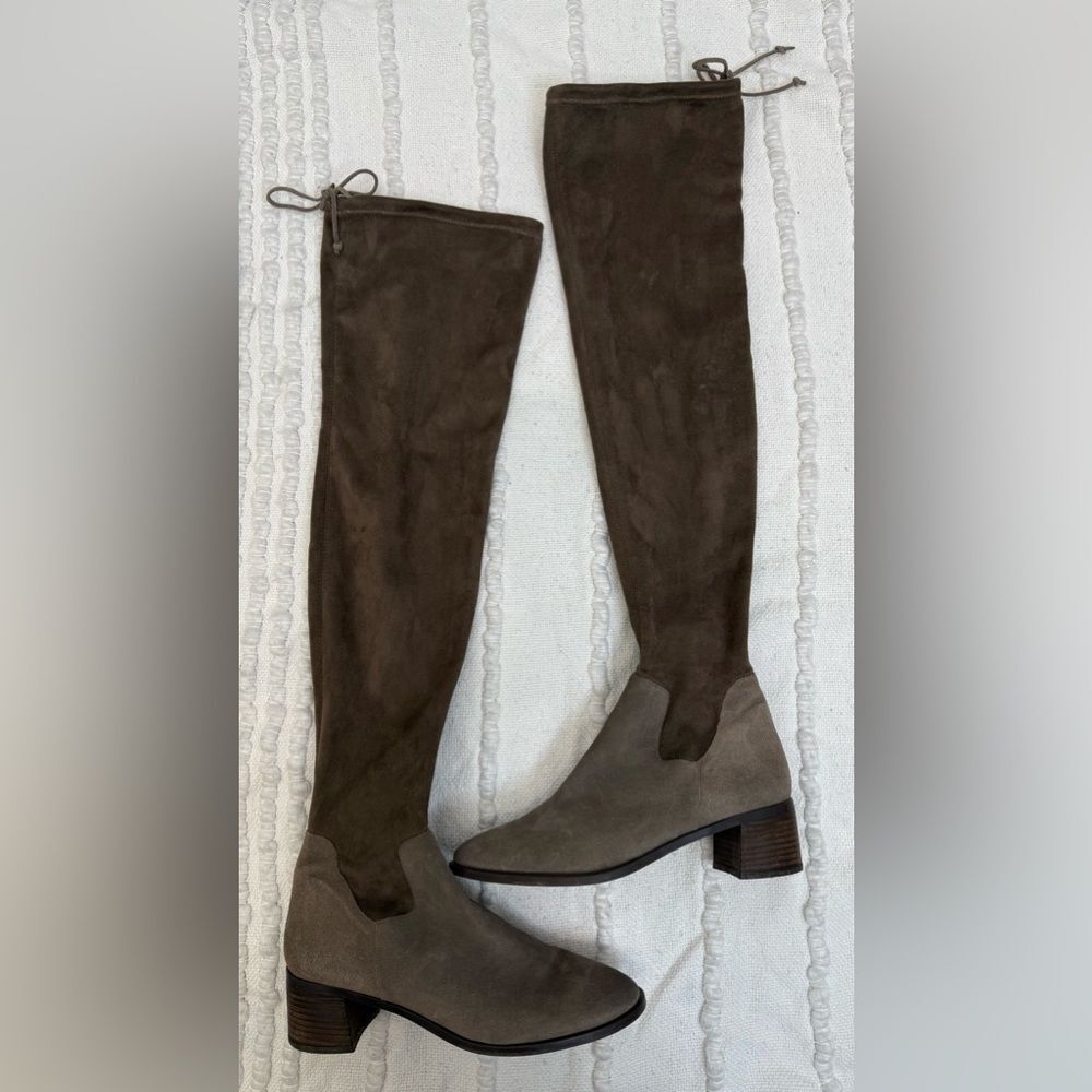Free People Coast to Coast Over the Knee Boots Taupe Brown Suede Women Size 10
